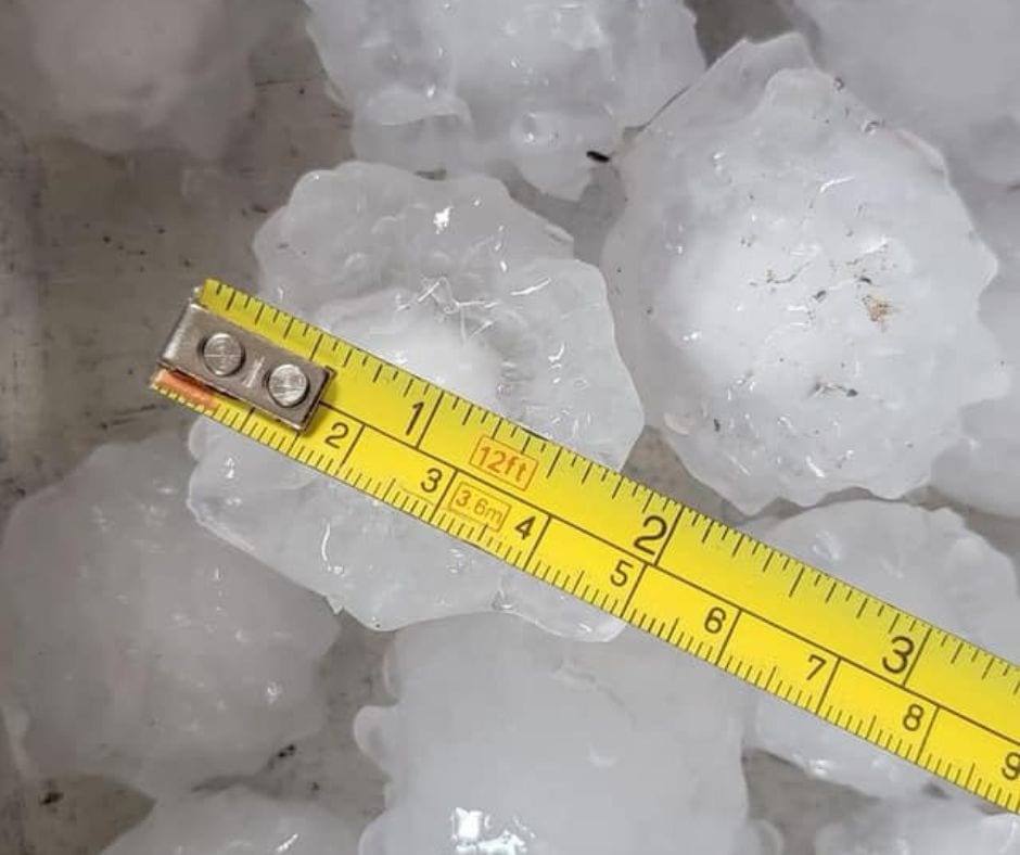 Large hail after a storm.