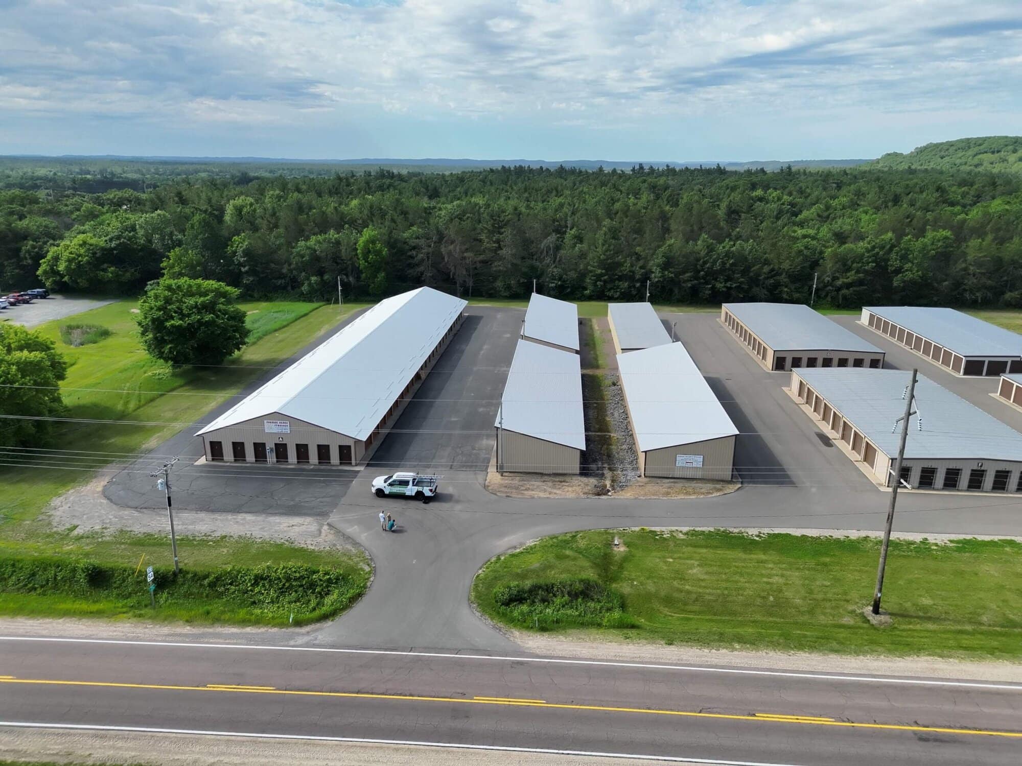Freshly white-coated storage roofs