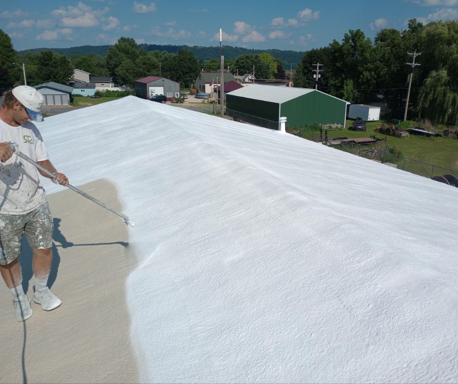 Spraying coatings over the foam.