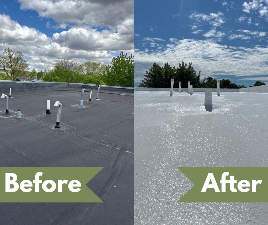 Spray foam before and after